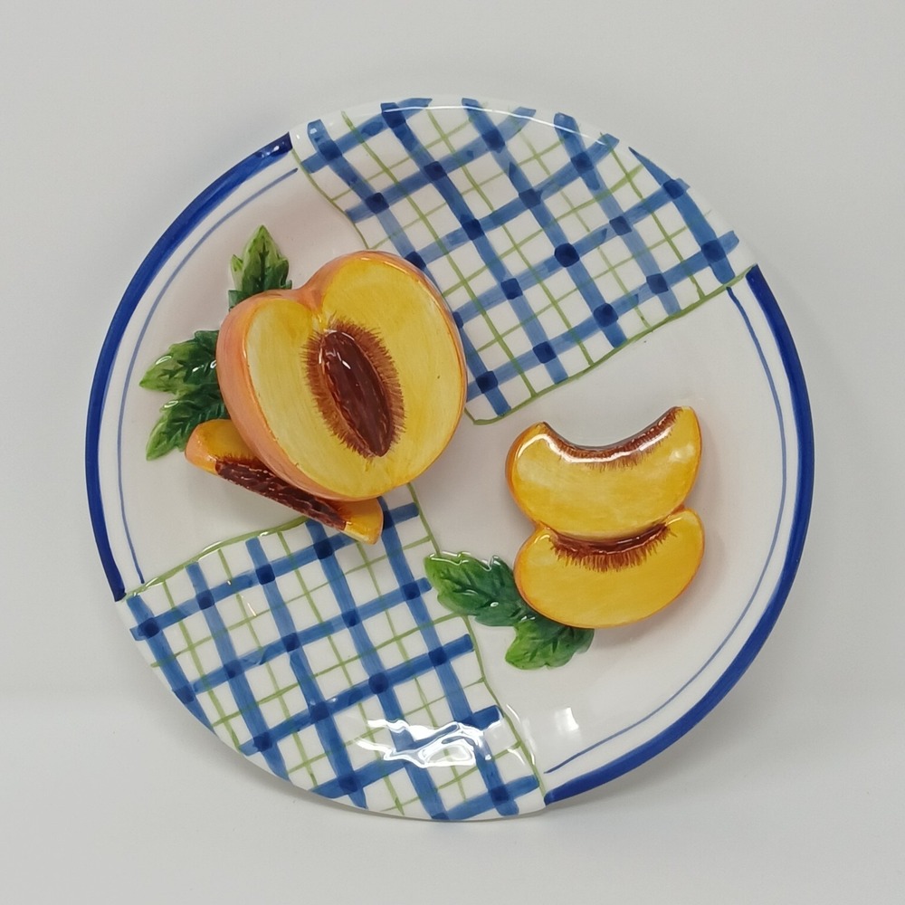 Bella Casa Fruit Wall Plate 3D By Ganz Peaches  8" Diameter Decorative